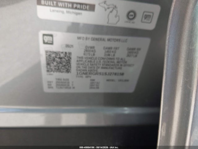 45884198 :رقم المزاد ، 1GNERGRS1SJ278158 vin ، 2025 Chevrolet Traverse Fwd Lt مزاد بيع