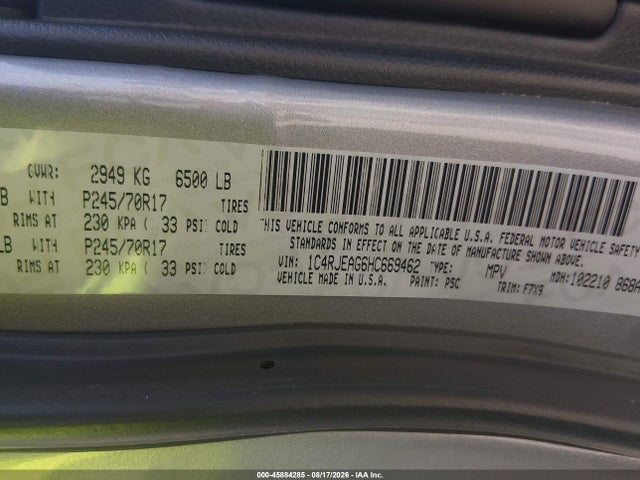 45884285 :رقم المزاد ، 1C4RJEAG6HC669462 vin ، 2017 Jeep Grand Cherokee Laredo مزاد بيع