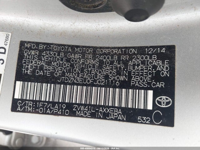 JTDZN3EU0FJ021116 Toyota Prius V Four