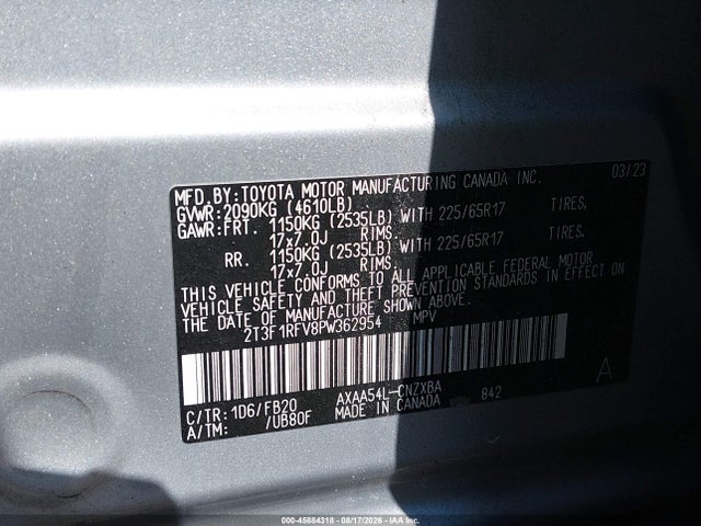 Продажа на аукционе авто 2023 Toyota Rav4 Le, vin: 2T3F1RFV8PW362954, номер лота: 45884318