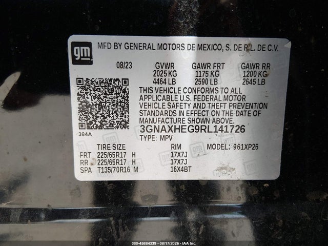 Aukcja sprzedaży 2024 Chevrolet Equinox Ls, vin: 3GNAXHEG9RL141726, numer aukcji: 45884339