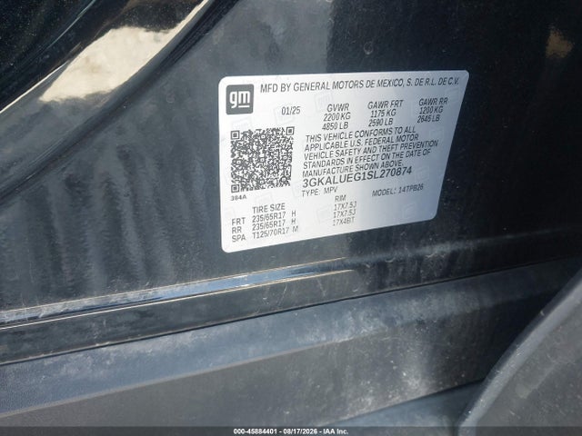 Продажа на аукционе авто 2025 Gmc Terrain Awd Elevation, vin: 3GKALUEG1SL270874, номер лота: 45884401