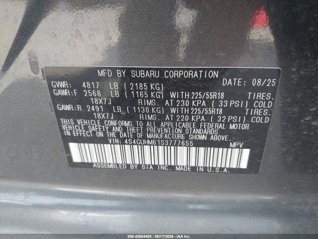 Продажа на аукционе авто 2025 Subaru Crosstrek Limited, vin: 4S4GUHM61S3777655, номер лота: 45884408
