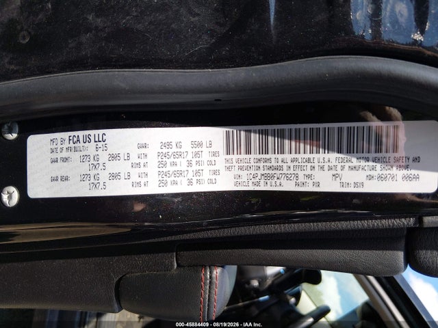 45884409 :رقم المزاد ، 1C4PJMBB0FW776278 vin ، 2015 Jeep Cherokee Trailhawk مزاد بيع