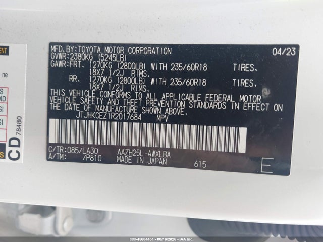 45884451 :رقم المزاد ، JTJHKCEZ1R2017684 vin ، 2024 Lexus Nx 350h Luxury مزاد بيع