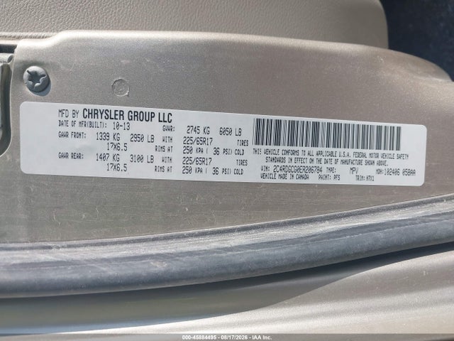 Продаж на аукціоні авто 2014 Dodge Grand Caravan Sxt, vin: 2C4RDGCG0ER206784, номер лоту: 45884495