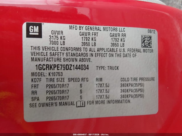 Продаж на аукціоні авто 2013 Chevrolet Silverado 1500 Work Truck, vin: 1GCRKPE79DZ144034, номер лоту: 45884537