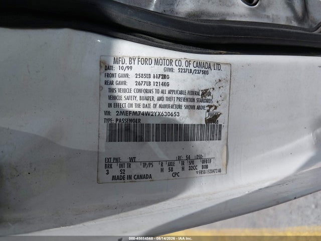 Продажа на аукционе авто 2000 Mercury Grand Marquis Gs, vin: 2MEFM74W2YX630653, номер лота: 45884568