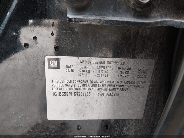 1G1BC5SM1G7281135 Chevrolet Cruze Ls Auto
