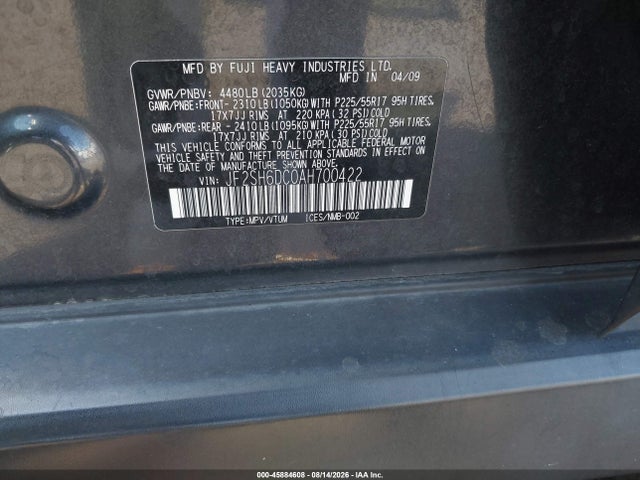 Aukcja sprzedaży 2010 Subaru Forester 2.5x Limited, vin: JF2SH6DC0AH700422, numer aukcji: 45884608
