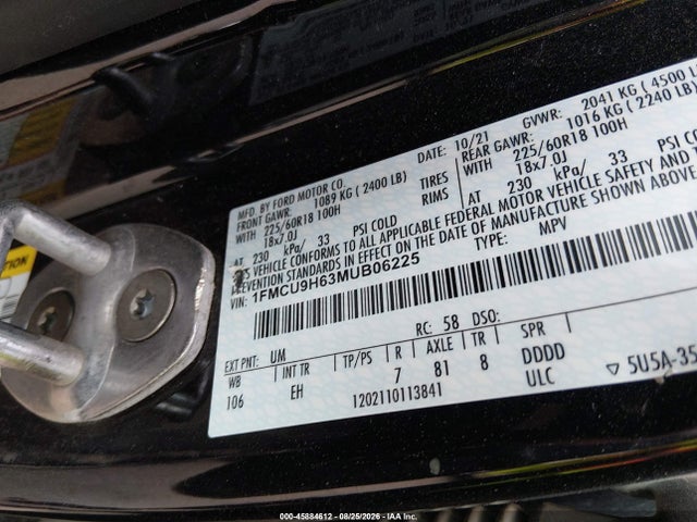 Ford ESCAPE SEL 2021 1FMCU9H63MUB06225 Image 9
