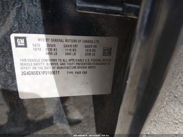 45884676 :رقم المزاد ، 2G4GN5EX1F9196611 vin ، 2015 Buick Regal Turbo/e-assist Premium I مزاد بيع