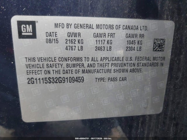 Chevrolet Impala 2lt 2016 2G1115S32G9109459 Image 9