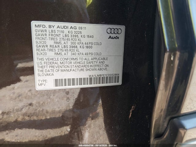 Aukcja sprzedaży 2012 Audi Q7 3.0 Tdi Premium, vin: WA1LMBFE1CD002864, numer aukcji: 45884706