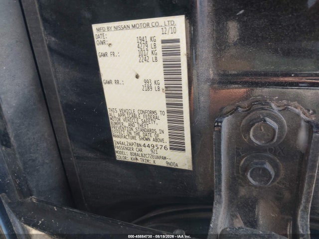 Продаж на аукціоні авто 2011 Nissan Altima 2.5 S, vin: 1N4AL2AP7BN449576, номер лоту: 45884730