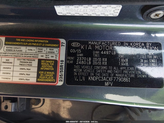 Продаж на аукціоні авто 2015 Kia Sportage Ex, vin: KNDPC3ACXF7790861, номер лоту: 45884767