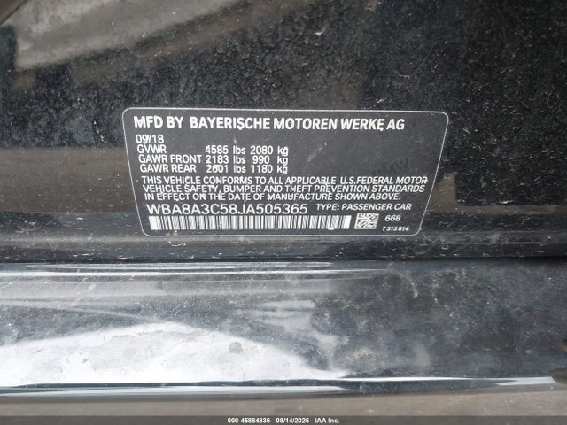 Aukcja sprzedaży 2018 Bmw 320i Xdrive, vin: WBA8A3C58JA505365, numer aukcji: 45884836