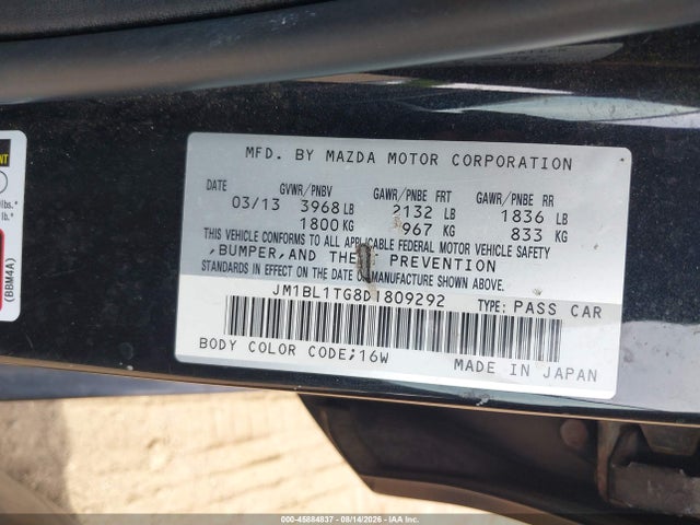 2013 Mazda Mazda3 I Sv მანქანა იყიდება აუქციონზე, vin: JM1BL1TG8D1809292, აუქციონის ნომერი: 45884837