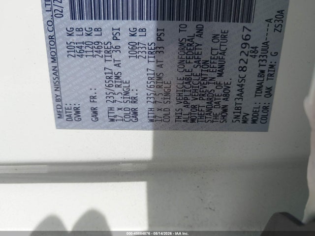 2025 Nissan Rogue S Fwd მანქანა იყიდება აუქციონზე, vin: 5N1BT3AA4SC822967, აუქციონის ნომერი: 45884876