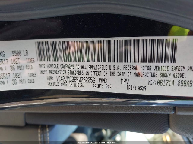 45884949 :رقم المزاد ، 1C4PJMCB6FW792256 vin ، 2015 Jeep Cherokee Latitude مزاد بيع