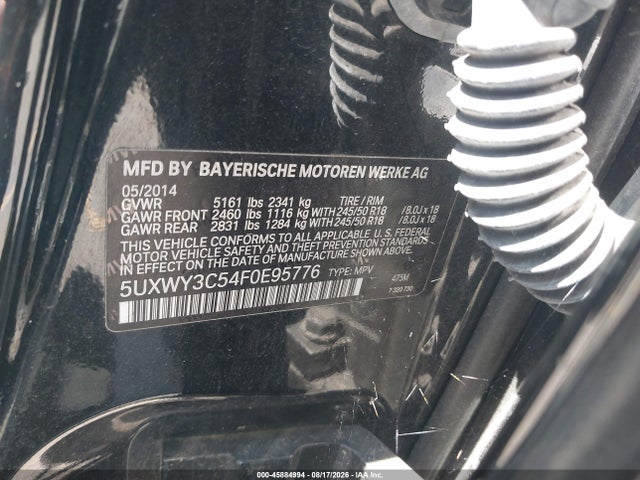 2015 Bmw X3 Xdrive28d მანქანა იყიდება აუქციონზე, vin: 5UXWY3C54F0E95776, აუქციონის ნომერი: 45884994