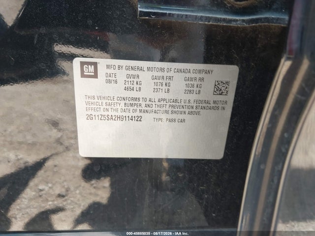 45885035 :رقم المزاد ، 2G11Z5SA2H9114122 vin ، 2017 Chevrolet Impala Ls مزاد بيع
