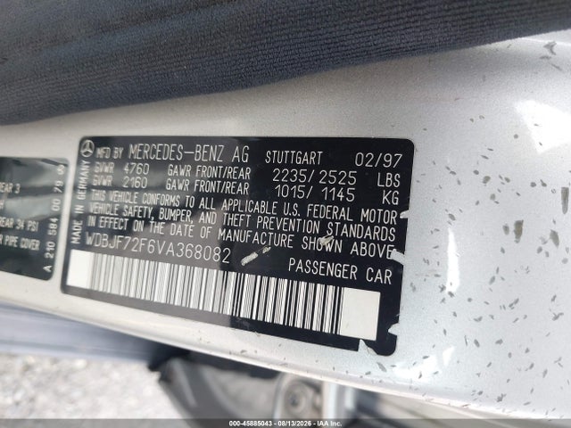 Aukcja sprzedaży 1997 Mercedes-benz E 420, vin: WDBJF72F6VA368082, numer aukcji: 45885043