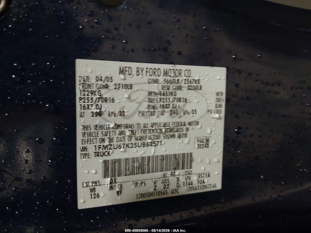 Продажа на аукционе авто 2005 Ford Explorer Sport Trac Adrenalin/xls/xlt, vin: 1FMZU67K35UB64571, номер лота: 45885068