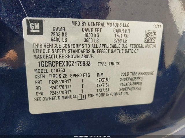 Продаж на аукціоні авто 2012 Chevrolet Silverado 1500 Work Truck, vin: 1GCRCPEX0CZ179833, номер лоту: 45885069