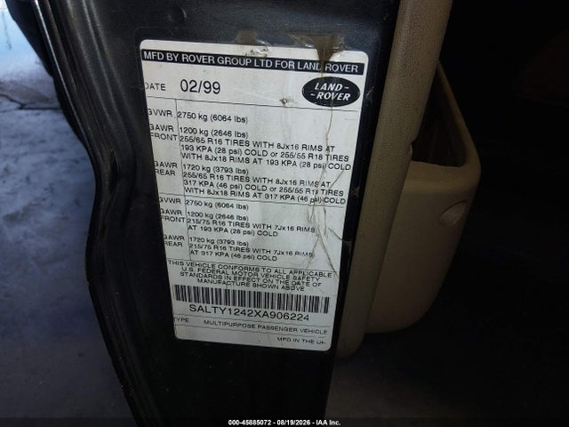Продаж на аукціоні авто 1999 Land Rover Discovery Series Ii, vin: SALTY1242XA906224, номер лоту: 45885072
