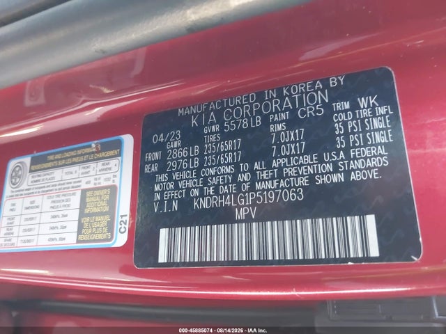 Продаж на аукціоні авто 2023 Kia Sorento Hybrid Ex, vin: KNDRH4LG1P5197063, номер лоту: 45885074