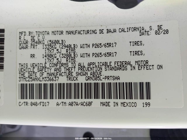 3TMCZ5ANXLM336637 Toyota Tacoma Trd Sport