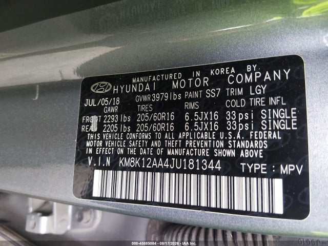 Продаж на аукціоні авто 2018 Hyundai Kona Se, vin: KM8K12AA4JU181344, номер лоту: 45885084