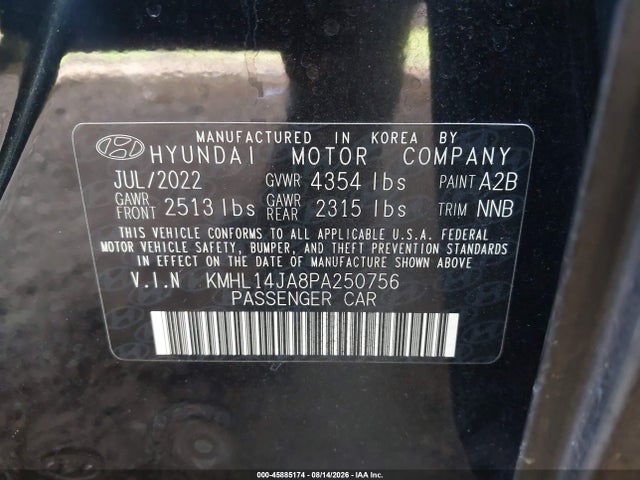 Aukcja sprzedaży 2023 Hyundai Sonata Sel, vin: KMHL14JA8PA250756, numer aukcji: 45885174
