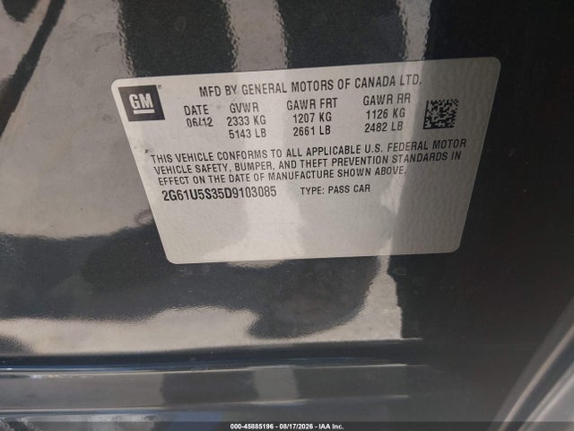 Aukcja sprzedaży 2013 Cadillac Xts Platinum, vin: 2G61U5S35D9103085, numer aukcji: 45885196
