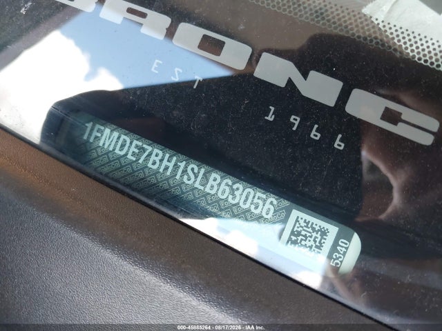 45885264 :رقم المزاد ، 1FMDE7BH1SLB63056 vin ، 2025 Ford Bronco Big Bend مزاد بيع