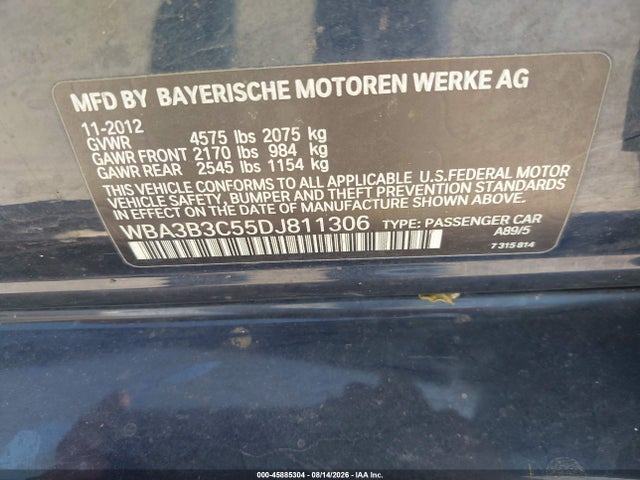 Aukcja sprzedaży 2013 Bmw 328i Xdrive, vin: WBA3B3C55DJ811306, numer aukcji: 45885304