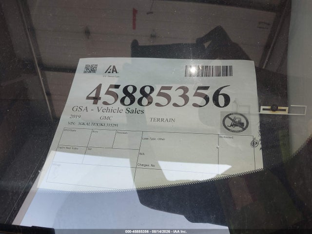 Aukcja sprzedaży 2019 Gmc Terrain Sle, vin: 3GKALTEX3KL315291, numer aukcji: 45885356