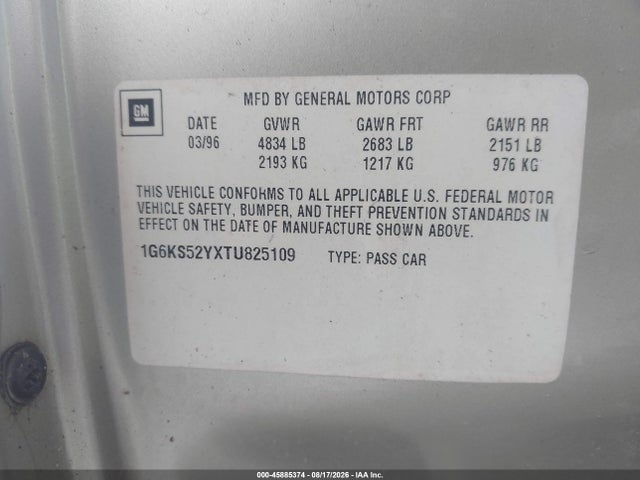 Продаж на аукціоні авто 1996 Cadillac Seville Sls, vin: 1G6KS52YXTU825109, номер лоту: 45885374