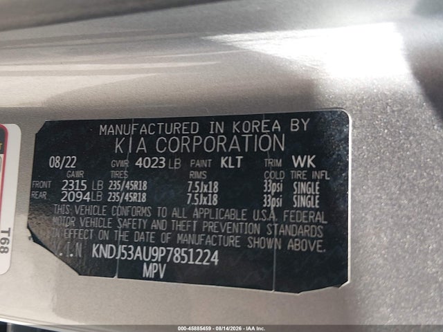Продажа на аукционе авто 2023 Kia Soul Gt-line, vin: KNDJ53AU9P7851224, номер лота: 45885459