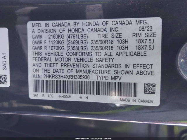 Продажа на аукционе авто 2024 Honda Cr-v Ex 2wd, vin: 2HKRS3H4XRH305936, номер лота: 45885487