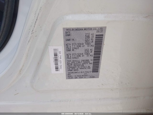 Продажа на аукционе авто 2020 Nissan Pathfinder S 4wd, vin: 5N1DR2AM7LC627927, номер лота: 45885490