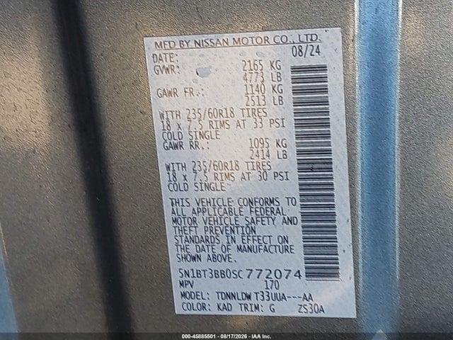 Продаж на аукціоні авто 2025 Nissan Rogue Sv Intelligent Awd, vin: 5N1BT3BB0SC772074, номер лоту: 45885501