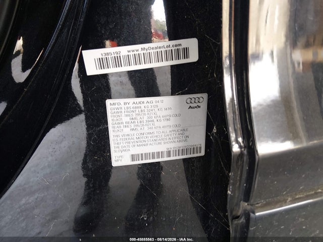 45885563 :رقم المزاد ، WA1DGBFEXCD009274 vin ، 2012 Audi Q7 3.0t S Line Prestige مزاد بيع
