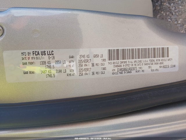 Продажа на аукционе авто 2018 Dodge Grand Caravan Se, vin: 2C4RDGBG2JR323973, номер лота: 45885575