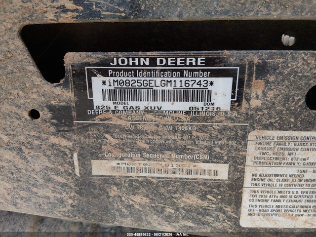 Продажа на аукционе авто 2016 John Deere Other, vin: 1M0825GELGM116743, номер лота: 45885632