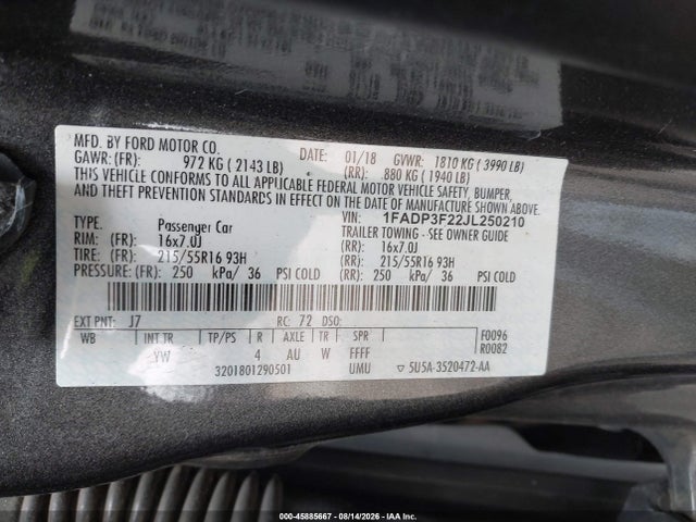 Ford FOCUS SE 2018 1FADP3F22JL250210 Image 9