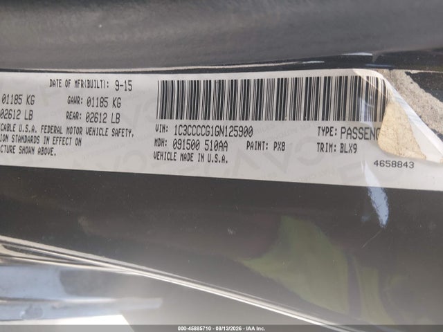 Aukcja sprzedaży 2016 Chrysler 200 C, vin: 1C3CCCCG1GN125900, numer aukcji: 45885710