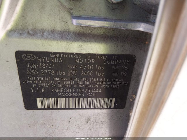 Aukcja sprzedaży 2008 Hyundai Azera Limited, vin: KMHFC46F18A256444, numer aukcji: 45885731