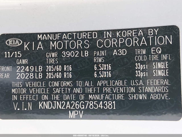 KIA Soul 2016 KNDJN2A26G7854381 Image 9